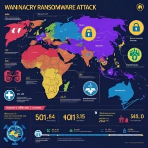 A map or infographic showing the spread or impact of one of these attacks