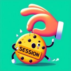 Playful illustration of a hand stealing a cookie labeled 'Session'