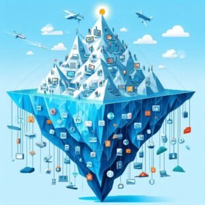 The internet is like an iceberg: the visible web is just the tip, while deep and dark layers remain hidden beneath the surface.