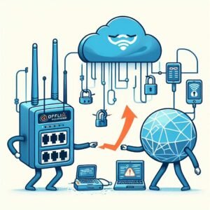 Diagram showing device and router handshake with an arrow to offline password guessing