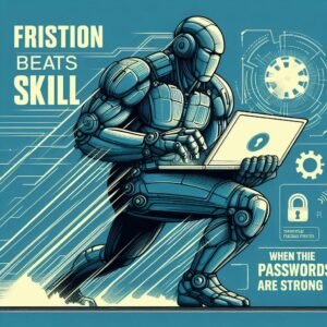 Text graphic with the line Friction beats skill when passwords are strong