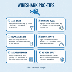 Best practices and ethical use maximize Wireshark’s value.