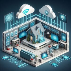 A firewall protects your home devices from potential online threats.