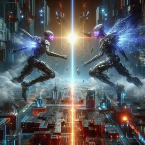 AI vs AI representing autonomous defense systems battling malicious AI exploits