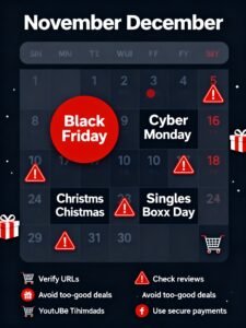 Stay extra alert during major shopping holidays when fake websites multiply to take advantage of increased online traffic